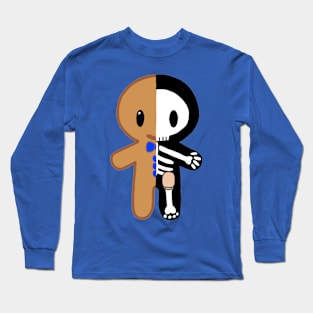 Gingerbread Man Skeleton with Ostomy (Blue) Long Sleeve T-Shirt